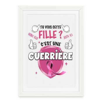 A Warrior October Breast Cancer Woman - Framed poster (27 × 37 cm) - white - Front