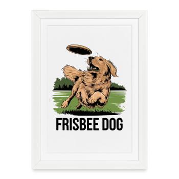 Aventure Frisbee Dog dans le parc avec votre fidèle compagnon - Affiche encadrée (27 × 37 cm) - blanc - Devant