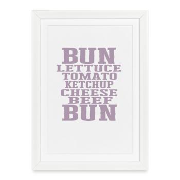 Délicieux burgers à la viande, tomate, fromage, ketchup - Affiche encadrée (27 × 37 cm) - blanc - Devant