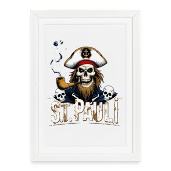 St.Pauli Kiez Hamburg Totenkopf Sankt Pauli - Framed poster (27 × 37 cm) - white - Front