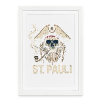 St.Pauli Kiez Hamburg Totenkopf Sankt Pauli - Framed poster (27 × 37 cm) - white - Front