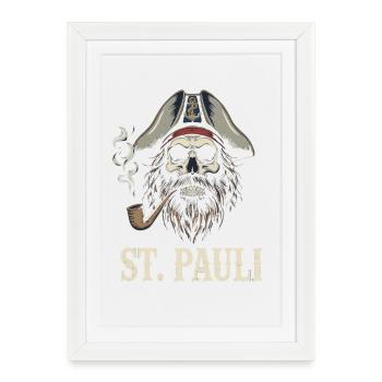 St.Pauli Kiez Hamburg Totenkopf Sankt Pauli - Framed poster (27 × 37 cm) - white - Front