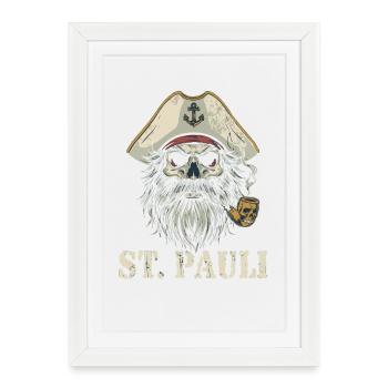 St.Pauli Kiez Hamburg Totenkopf Sankt Pauli - Framed poster (27 × 37 cm) - white - Front