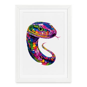 serpent, python, cobra, serpent à sonnettes, serpents - Affiche encadrée (27 × 37 cm) - blanc - Devant