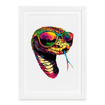 serpent, python, cobra, serpent à sonnettes, serpents - Affiche encadrée (27 × 37 cm) - blanc - Devant