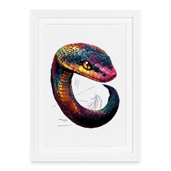 serpent, python, cobra, serpent à sonnettes, serpents - Affiche encadrée (27 × 37 cm) - blanc - Devant