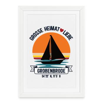 Großenbrode Home Schleswig Holstein Coast Sailors - Affiche encadrée (27 × 37 cm) - blanc - Devant