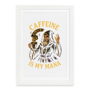 La caféine est mon illustration de sorcier de mana - Affiche encadrée (27 × 37 cm) - blanc - Devant