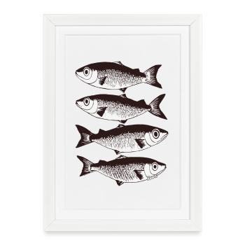 Motif de poisson stylisé - Affiche encadrée (27 × 37 cm) - blanc - Devant