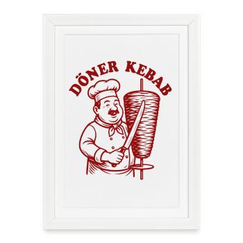 Döner Kebab - Restauration rapide - Spruch - Affiche encadrée (27 × 37 cm) - blanc - Devant