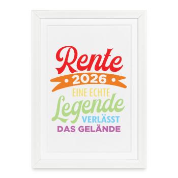 Pension 2026 Gift – La légende quitte les lieux - Affiche encadrée (27 × 37 cm) - blanc - Devant