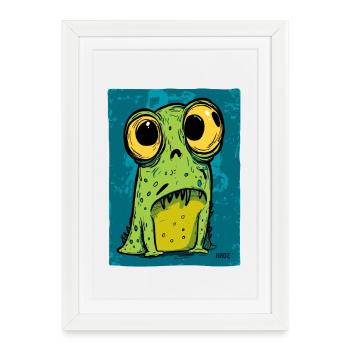 Cartoon Frog with big eyes - Framed poster (27 × 37 cm) - white - Front