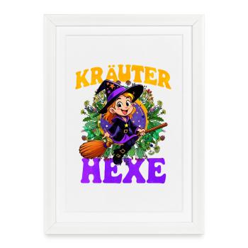 Witch with herbs and magic wand - Framed poster (27 × 37 cm) - white - Front