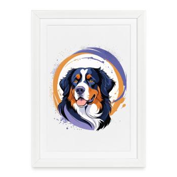 Bouvier bernois aux couleurs vives - Affiche encadrée (27 × 37 cm) - blanc - Devant