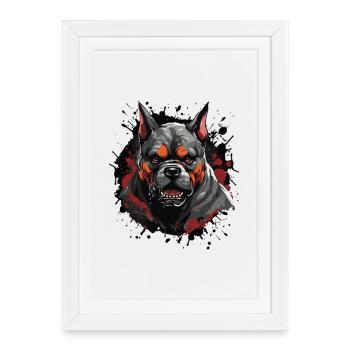 Chien bouledogue - Affiche encadrée (27 × 37 cm) - blanc - Devant