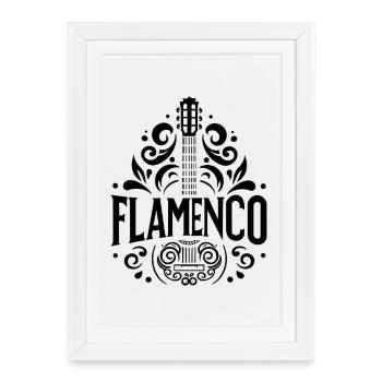 Flamenco Espagne musique espagnole guitare - Affiche encadrée (27 × 37 cm) - blanc - Devant