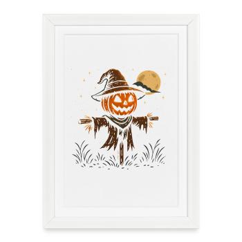 Spooky Pumpkin Wizard Halloween Design - Framed poster (27 × 37 cm) - white - Front