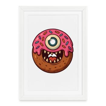Ballon monstre intrépide avec des yeux - Affiche encadrée (27 × 37 cm) - blanc - Devant