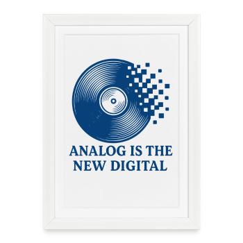 Analog est la nouvelle musique vinyle numérique - Affiche encadrée (27 × 37 cm) - blanc - Devant