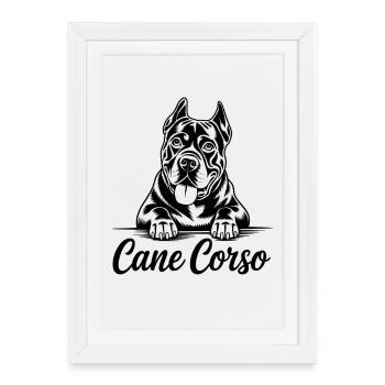 Cane Corso Dog Lover Design pour les amoureux des animaux - Affiche encadrée (27 × 37 cm) - blanc - Devant