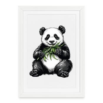 Cute panda bear with bamboo - Framed poster (27 × 37 cm) - white - Front