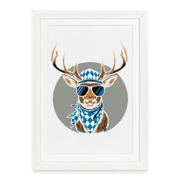 Alpen Hirsch Servus Hirschgeantler Tracht Oktober - Framed poster (27 × 37 cm) - white - Front