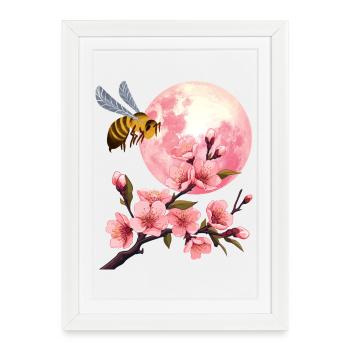 Moon and Cherry Blossom - Framed poster (27 × 37 cm) - white - Front
