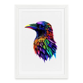 Raven, Crow, Bird, Raven Crow, Jackdaw, Black Raven - Framed poster (27 × 37 cm) - white - Front