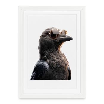 Raven, Crow, Bird, Raven Crow, Jackdaw, Black Raven - Framed poster (27 × 37 cm) - white - Front