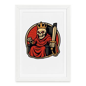 Skeleton King with Sword - Framed poster (27 × 37 cm) - white - Front