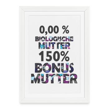 Maman Maman Bonus Belle-mère Cadeau de Fête des Mères - Affiche encadrée (27 × 37 cm) - blanc - Devant