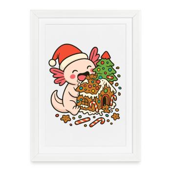 Christmas Axolotl – Gingerbread House Design - Framed poster (27 × 37 cm) - white - Front