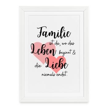 Amour de la famille disant citation conception - Affiche encadrée (27 × 37 cm) - blanc - Devant