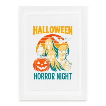 Thème de la nuit d’horreur d’Halloween - Affiche encadrée (27 × 37 cm) - blanc - Devant
