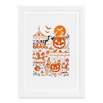 Halloween Pumpkin Carousel - Framed poster (27 × 37 cm) - white - Front