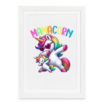 Mom Unicorn Mamacorn Mother Daughter Dadacorn - Framed poster (27 × 37 cm) - white - Front