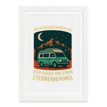 Nature Extérieur Camping-car Ciel étoilé Aventure - Affiche encadrée (27 × 37 cm) - blanc - Devant