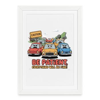 Patience sur la route - Affiche encadrée (27 × 37 cm) - blanc - Devant