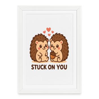 Cuddly hedgehogs in love - Framed poster (27 × 37 cm) - white - Front