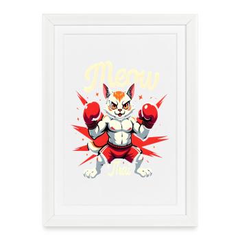 Drôle Muay Thai Boxe Muay Thai - Affiche encadrée (27 × 37 cm) - blanc - Devant