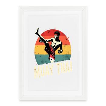 Drôle Muay Thai Boxe Muay Thai - Affiche encadrée (27 × 37 cm) - blanc - Devant