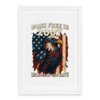 Né libre en 2007 - fort de 18 ans grâce à - Affiche encadrée (27 × 37 cm) - blanc - Devant