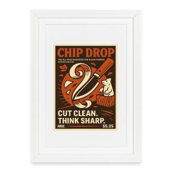 Affiche Chip Drop Wood Carver Rétro - Affiche encadrée (27 × 37 cm) - blanc - Devant