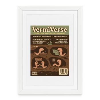 Magazine parodique de l’élevage de vers VermiVerse - Affiche encadrée (27 × 37 cm) - blanc - Devant