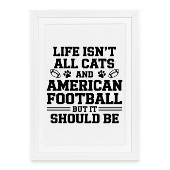Football Dire Chats Drôle Football Cadeau - Affiche encadrée (27 × 37 cm) - blanc - Devant