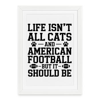 Football Dire Chats Drôle Football Cadeau - Affiche encadrée (27 × 37 cm) - blanc - Devant