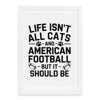 Football Dire Chats Drôle Football Cadeau - Affiche encadrée (27 × 37 cm) - blanc - Devant