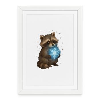 Magic raccoon with snowflake - Framed poster (27 × 37 cm) - white - Front
