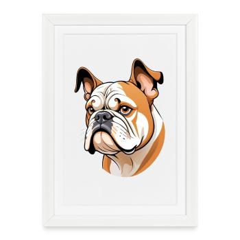 Tête de bouledogue dessin animé illustration - Affiche encadrée (27 × 37 cm) - blanc - Devant