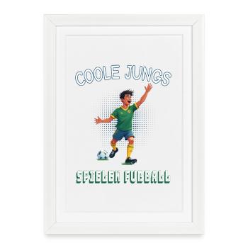 Cool Boys Playing Soccer – Kids Design - Framed poster (27 × 37 cm) - white - Front